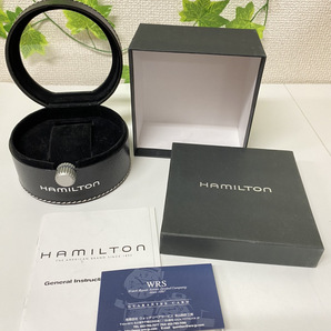 3195-01★HAMILTON ハミルトン スクエア 腕時計 ブラック 000150 クォーツ レディース サテン素材ベルト 中古現状品★の画像8