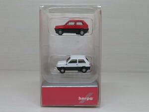 フィアット　パンダ　２台セット　（赤／黒・白/黒）　FIAT PANDA 45　ヘルパ　herpa　1/160