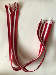 riri逆開ビスロン止水オプンファスナー71cm RED×WHITE 2本