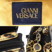 ジャンニヴェルサーチ ハンドバッグ バロック レオパード ブラック イエロー ヴィンテージ GIANNI VERSACE_画像9