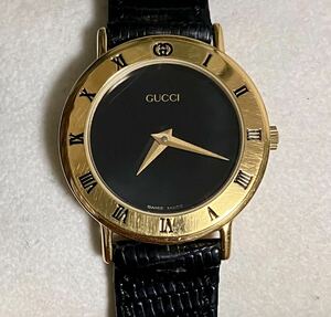 ★稼動品★GUCCI グッチ★3000.2.L★クオーツ★ブラック文字盤★純正ベルト★レディース腕時計★