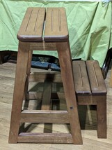 木製 踏み台 折りたたみ 2段 脚立 収納式 階段 足場 ステップ ツール 椅子 チェア 家具 (03126_画像5