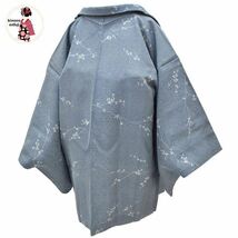 1円 美品 羽織 正絹 青系 鹿の子文様 身丈77cm はおり 同梱可 【kimonomtfuji】 1nfuji43588_画像1