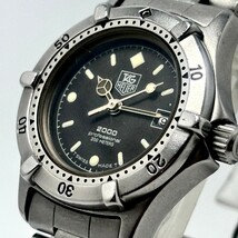 大人気☆TAGHeuer タグホイヤー 2000 Professional プロフェッショナル ブラック文字盤 ベゼル正常 リューズねじ込みOK カレンダー正常_画像1