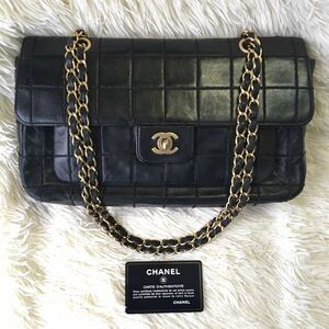 CHANEL/シャネル■チョコバー Wチェーンショルダーバッグ 斜め掛け ココマーク ターンロック■黒/ゴールド金具*Gカード、Sシール有