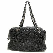 24万→CHANEL/シャネル■チェーンショルダーバッグ ココマーク Astrakhan ラムレザーギャザー■黒/SV金具*シリアルシール有 39万_画像2