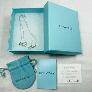 美品 TIFFANY＆Co ティファニー ダブルオープンハート ネックレス Au750 Ag925 K18 シルバー ピンクゴールド USED品 1円スタート 