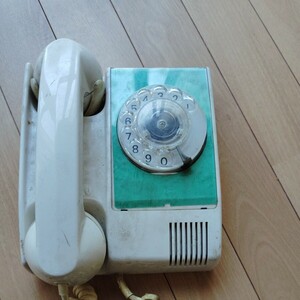 白電話 昭和レトロ アンティーク ダイヤル式 電話機 インテリア　601-A2W