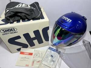 ★希少！！ SHOEI ショウエイ J-FORCEⅡ フルフェイス バイク ヘルメット ブルー 備品 箱付き バイク用品 Mサイズ 青 訳有 G450