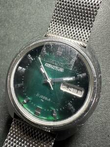 ★コレクター必見！！ SEIKO 5ACTUS 21JEWEL デイト 自動巻き 腕時計 緑文字盤 ビンテージ 機械式 お洒落 7019-7350 時計 部品取り G426