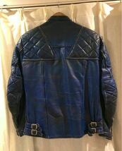 【70s】 interstate leather レザーライダース インターステイト　ルイスレザー ハイウェイマン　ヴィンテージ lewis leather 青 ブルー_画像2