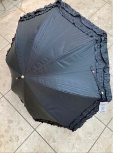 晴雨兼用日傘　フリル　遮光遮熱　UPF50 軽量グラスファイバー