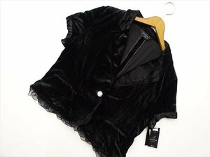 定価\4,743 大きいサイズ 新品タグ付 Jinnee Fit Comfort 半袖 ベロアテーラードジャケット 21ABR ブラック
