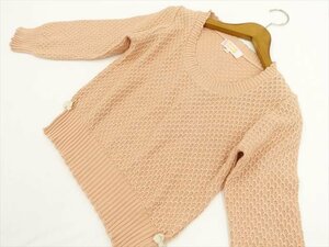 美品 ミニマムミニマム MINIMUM MINIMUM 七分袖 ラウンドネック ニットカットソー 2 ペールオレンジ