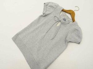 美品 ギャップ GAP パフスリーブ 半袖 ラウンドネック カットソー S グレー杢