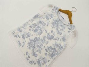 美品 ミッシュマッシュ MISCH MASCH 半袖 ラウンドネック シフォンカットソー M ホワイト系地 ブルー 花柄 【メール便可】