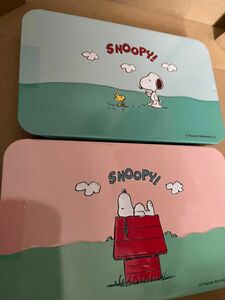 カルディ　スヌーピー　SNOOPY スライド式クッキーティン　かわいい缶　保存　収納　コレクション　2種2点セット