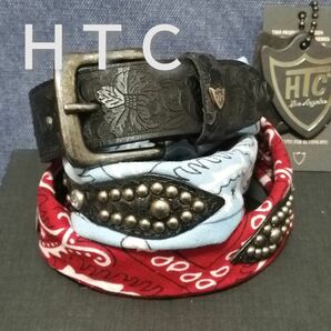 ★新品・メンズ★【 HTC　エイチティーシー】スタッズ　黒×赤×青　異素材　80