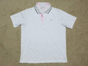 # NIKE GOLF DRI FIT Nike * Logo вышивка * белый BD рубашка-поло M размер [ стоимость доставки 185 иен ]