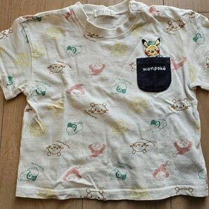 モンポケ　ポケモン　ピカチュウ　総柄Tシャツ　90cm こども服