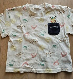 モンポケ　ポケモン　ピカチュウ　総柄Tシャツ　90cm こども服