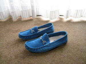 HG HYSTERIC GLAMOUR Hysteric Glamour suede shoes men's 8/26cm Sky blue × silver metal fittings Loafer 