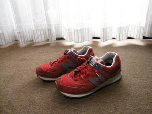 New Balance ニューバランス 574クラシック ML574WTR スニーカー レッド US6D/24cm USEDキレイ