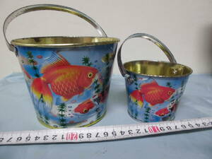  tin plate. bucket 2 piece set made in Japan 