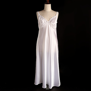 USAインポート 上品なシャルムーズサテン ロングスリップドレス　ホワイト