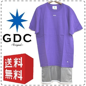 GDC ジーディーシー 半袖ロゴTシャツ メッシュレイヤード 綿100% 反射テープ 男女兼用 メンズMサイズ 紫 送料無料 A292