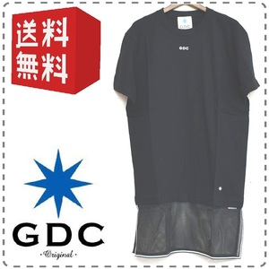 GDC ジーディーシー 半袖ロゴTシャツ メッシュレイヤード 綿100% 反射テープ 男女兼用 メンズMサイズ 黒 送料無料 A288