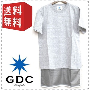 GDC ジーディーシー 半袖ロゴTシャツ メッシュレイヤード 綿100% 反射テープ 男女兼用 メンズSサイズ グレー 送料無料 A290