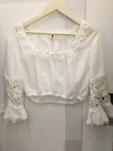 CL100/ Europe Vintage vintage white race flower Short short . blouse Country ga- Lee Lolita dance costume /club723