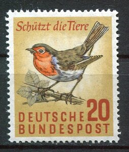 152◇西ドイツ　1957年　鳥・コマドリ　1種　NH