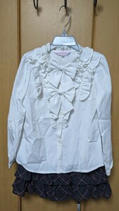  Katharine kote-ji* ribbon . pretty blouse 120 long sleeve blouse ribbon frill white go in . type The Seven-Five-Three Festival 