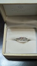 Four Heart☆フォーハート☆Pt1000 ピンクブラウンダイヤリング 0.128ct 0.06ct 婚約指輪 結婚_画像2