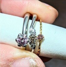 Four Heart☆フォーハート☆Pt1000 ピンクブラウンダイヤリング 0.128ct 0.06ct 婚約指輪 結婚_画像9