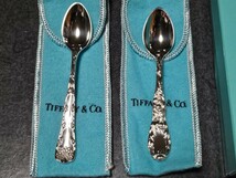 美品TIFFANY ティファニー ペアティースプーン　スターリングシルバー　銀食器 コーヒースプーン 銀製_画像2