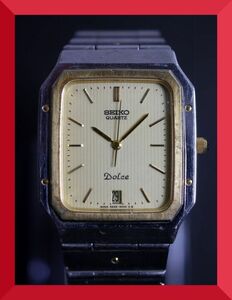 セイコー SEIKO ドルチェ DOLCE クォーツ 3針 デイト 純正ベルト 9522-5000 男性用 メンズ 腕時計 x225 稼働品