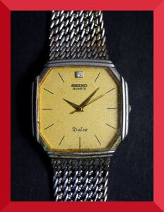 セイコー SEIKO ドルチェ DOLCE クォーツ 3針 1Pダイヤモンド 7731-5000 男性用 メンズ 腕時計 x239 稼働品