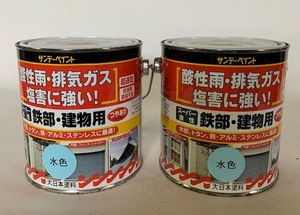 サンデーペイント　スーパー油性　鉄部・建物用　0.7L　水色　2缶セット　アウトレット品