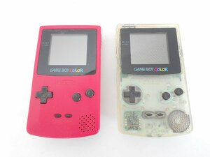 ○Nintendo ゲームボーイカラー CGB-001 レッド クリア 2個 まとめ 本体のみ ジャンク GB