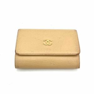 1円 良品 CHANEL シャネル ココマーク レザー カード ケース dk0311N