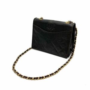 1円 CHANEL シャネル ココマーク フルフラップ リザード チェーン ショルダー バッグ D0841aN