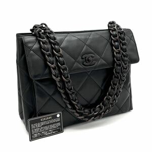 1円 美品 CHANEL シャネル マトラッセ ココマーク ターンロック レザー ウッド チェーン ショルダー バッグ dD0245H