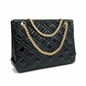 1円 CHANEL シャネル ココマーク エナメル パテント チェーン トート ハンド バッグ D1221H