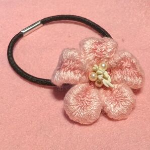 桜 ハンドメイド 刺繍 ヘアゴム 入園 入学 さくら サクラ