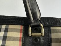 希少 Burberry バーバリー ノバチェック キャンバス レザー 大容量 ボストン バッグ ハンドバッグ シャドーホース プレート ロゴ 鍵付き_画像4