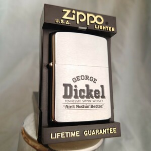 1111円～ ZIPPO 美品 未使用 イタリック ジョージディッケル テネシーウイスキー 1990年製 箱有り ジッポ SILVER Color オイルライター USA