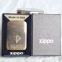 1111円～ ZIPPO 美品 1941レプリカ HOPE アロー HP刻印 真鍮古美加工 箱有り 取説 未使用 希少ジッポー 日本たばこ産業 オイルライター USA_画像1